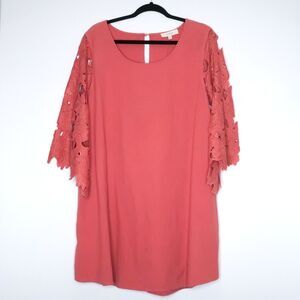 Umgee Womens Short Dress‎ Size XL Pink Floral Lace Cutout Wedding Boho Western